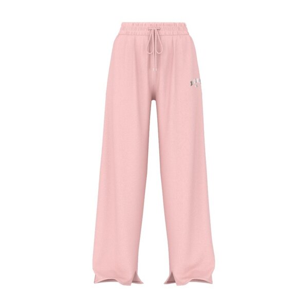 VS Pink Ivy Fleece Wide-Leg Split-Hem Sweatpants Doll House Light Pink L - Picture 1 of 7